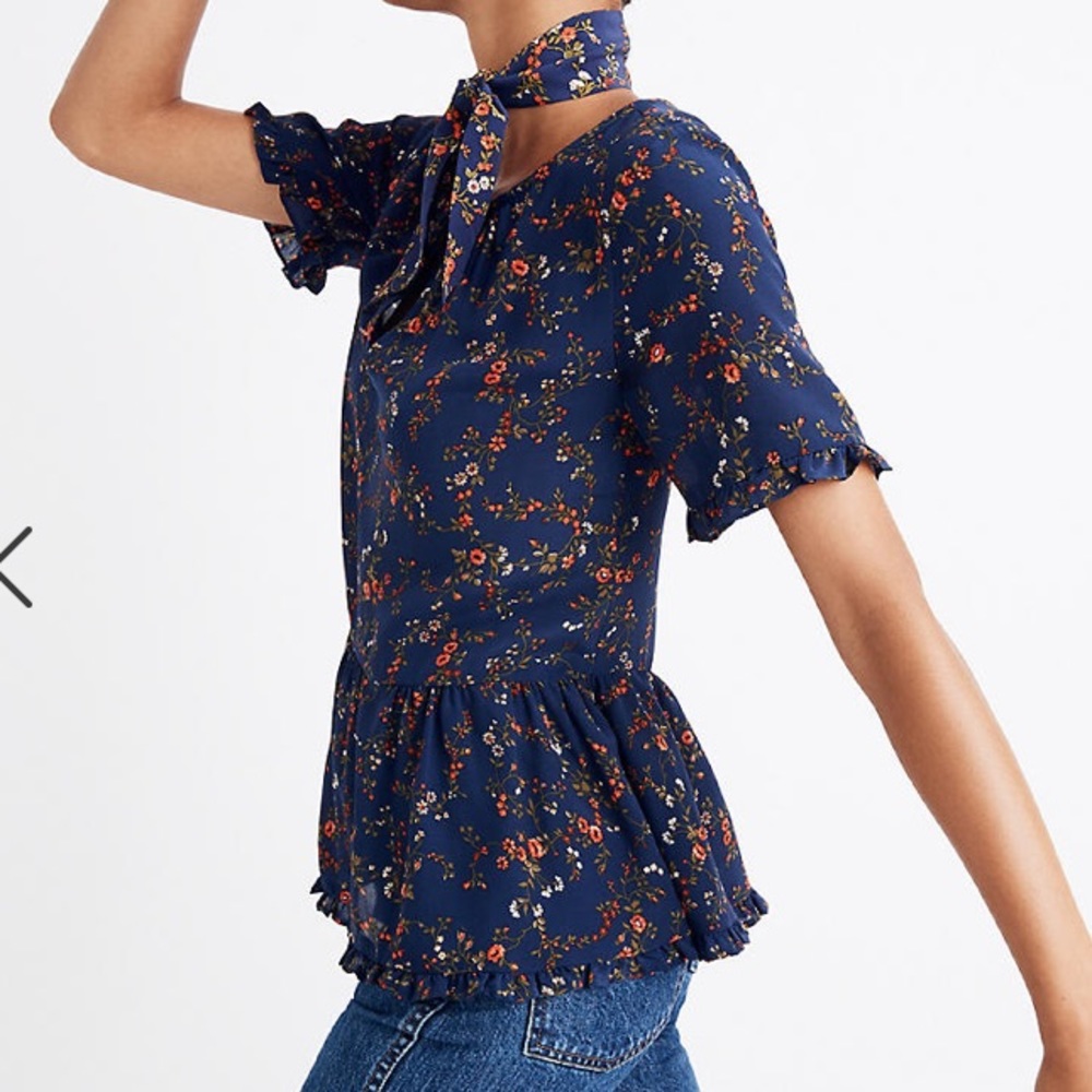 MADEWELL - NWT silk ruffle hem top